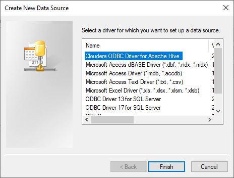 Create New ODBC Data Source