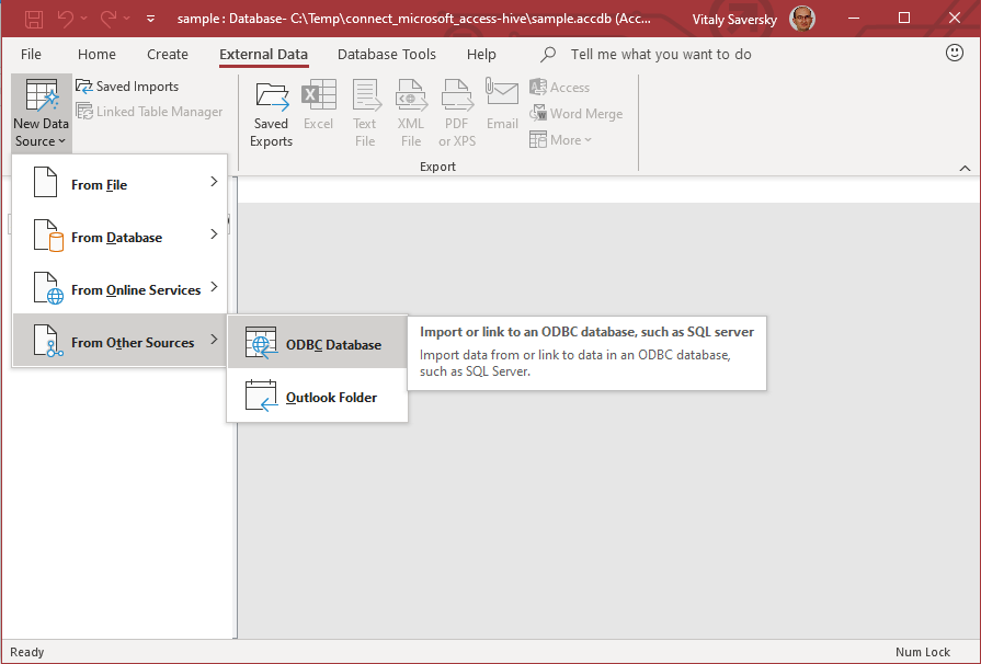 Microsoft Access new data source