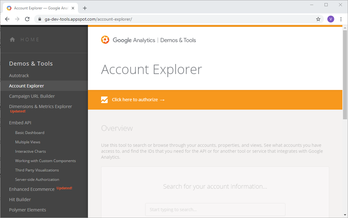 Account Explorer Authorization