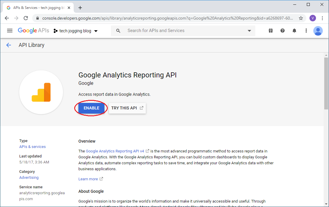 Confirm Google Analytics APIs Enabling