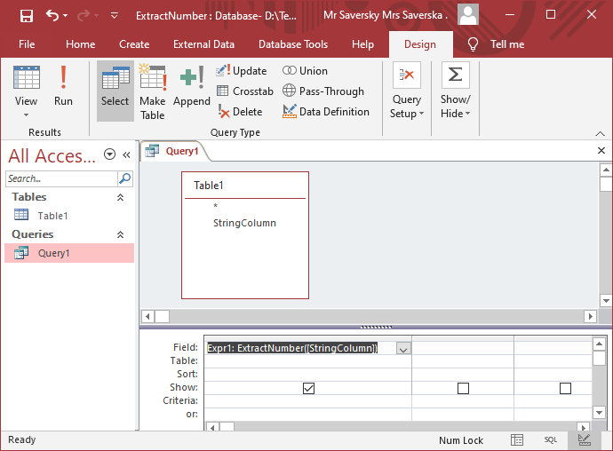 Microsoft Access added function