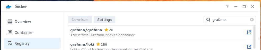 Download Latest Grafana Image in Synology NAS