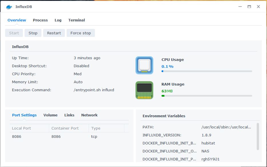 Open InfluxDB Container in Synology NAS