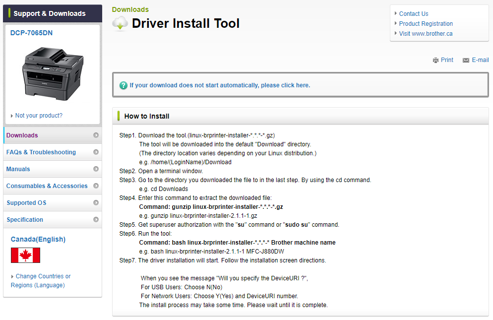 Install DCP-7065DN scanner driver